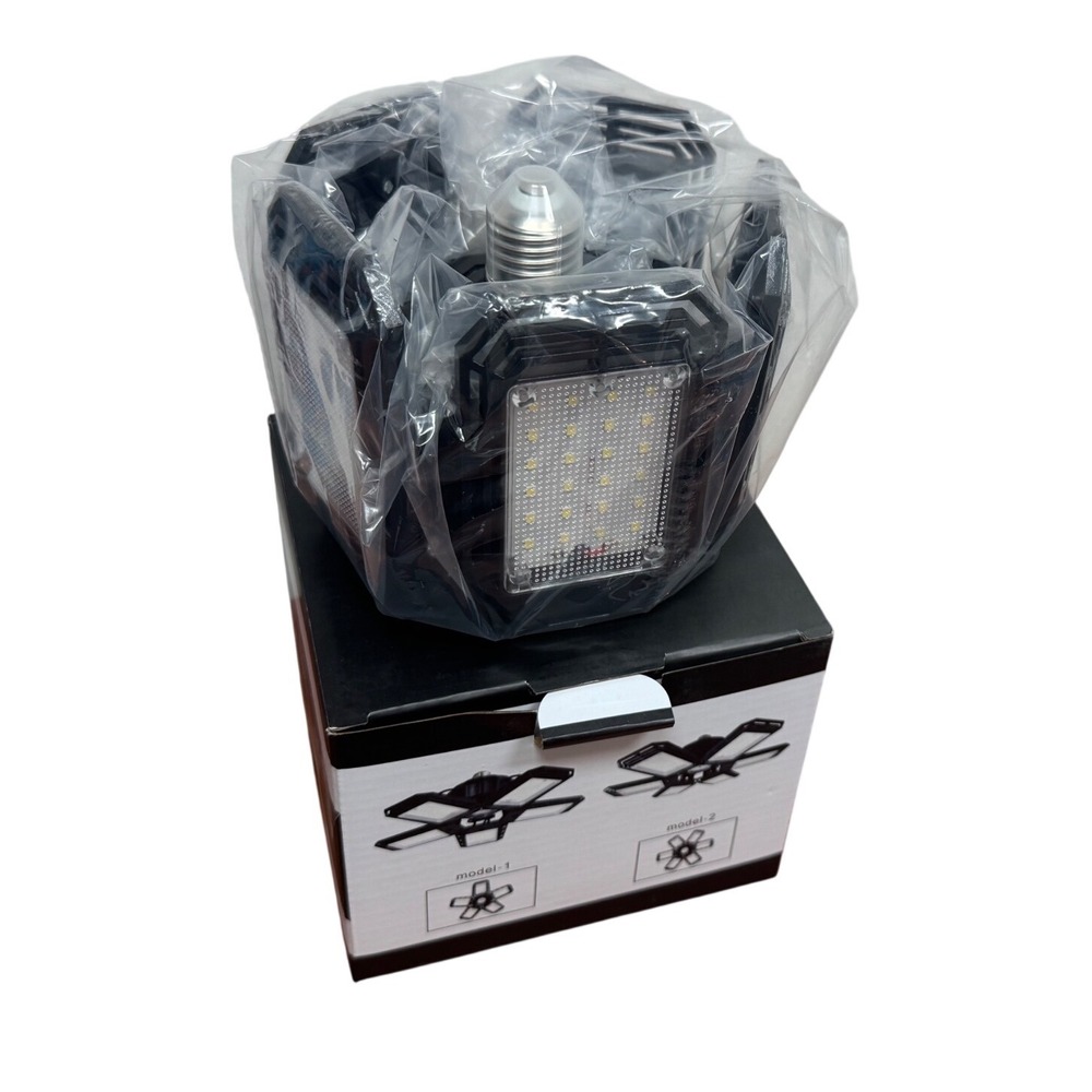Deformable LED Garage Light 5-Leaf Adjustable Panels 6500K Daylight Black - Picture 6 of 6